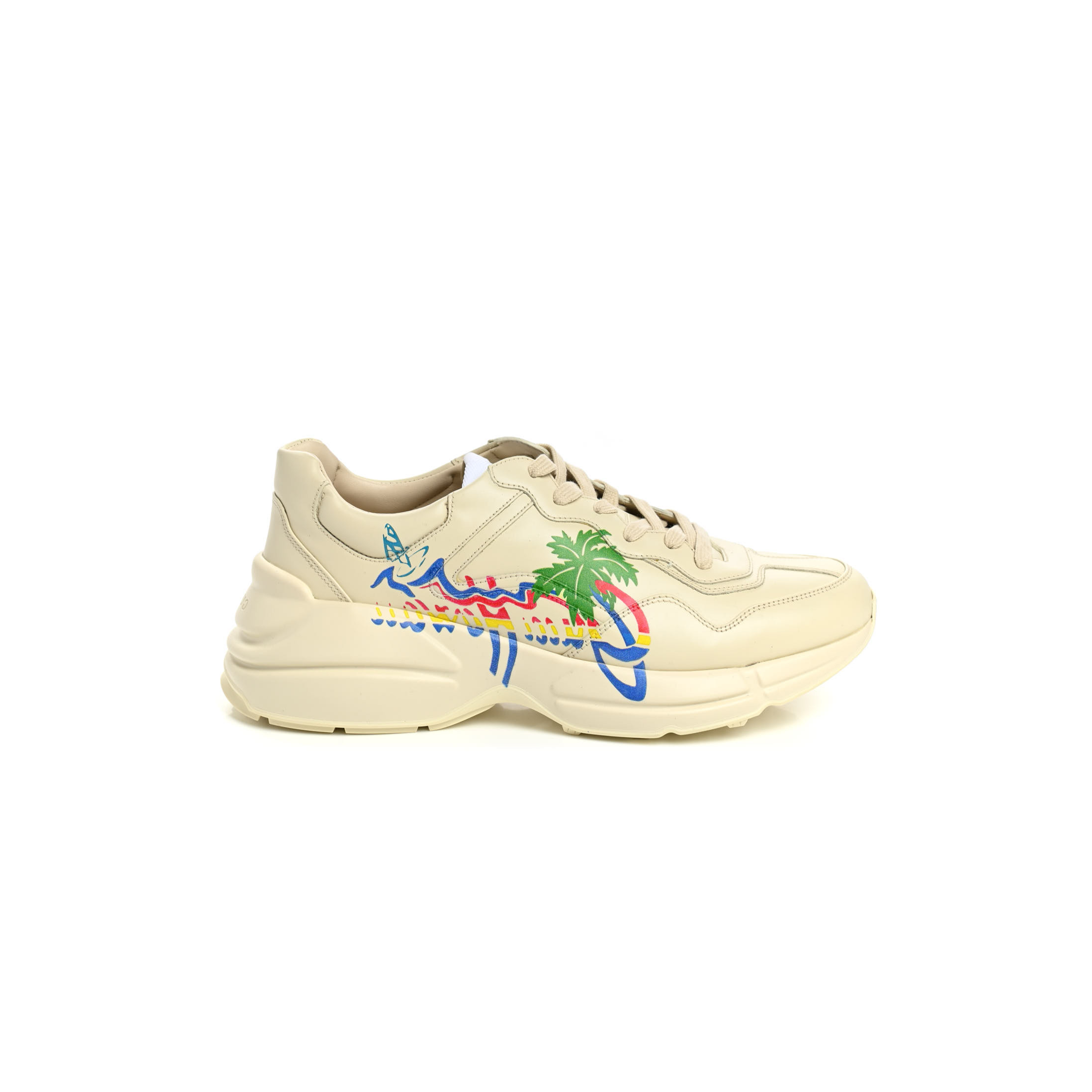 G*u*i calfskin hawaii printed mens rhyton sneakers 949431